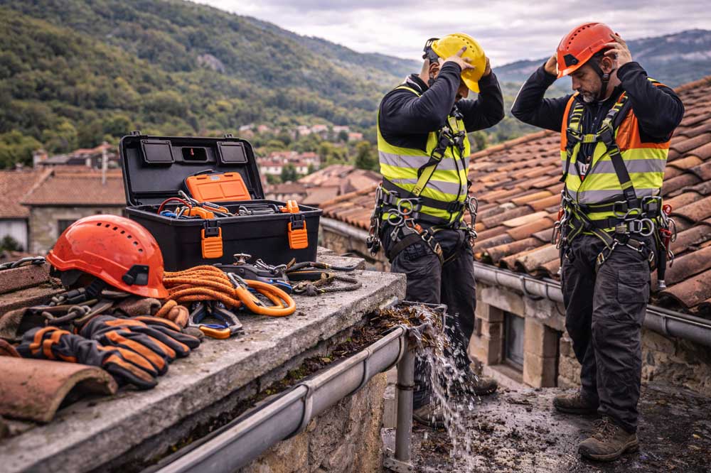 Limpieza y mantenimiento de canalones en Asturias con técnicas de acceso seguras,